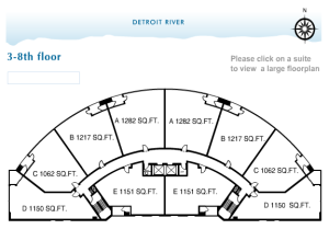 3rd through 8th floor plans at Portofino